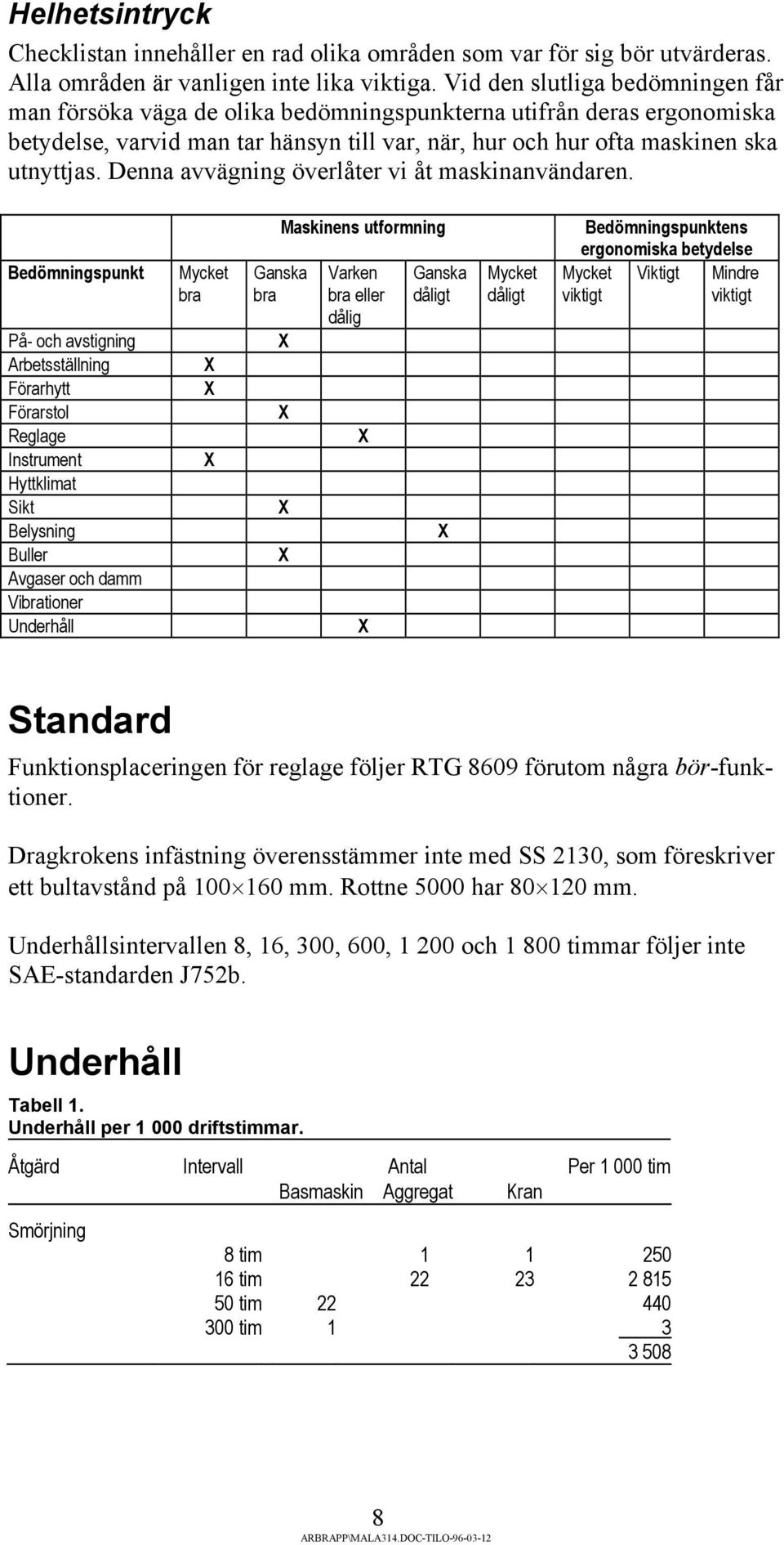 Denna avvägning överlåter vi åt maskinanvändaren.