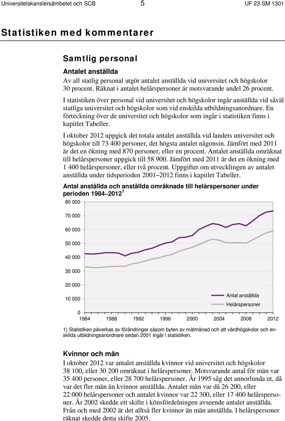 I statistiken över personal vid universitet och högskolor ingår anställda vid såväl statliga universitet och högskolor som vid enskilda utbildningsanordnare.