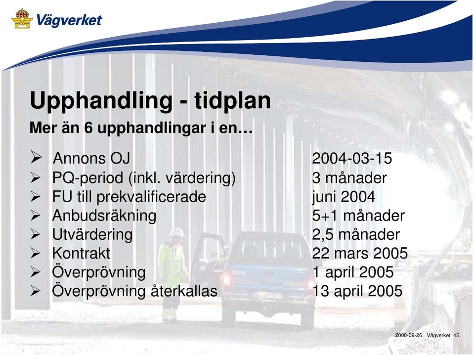 värdering) 3 månader FU till prekvalificerade juni 2004 Anbudsräkning