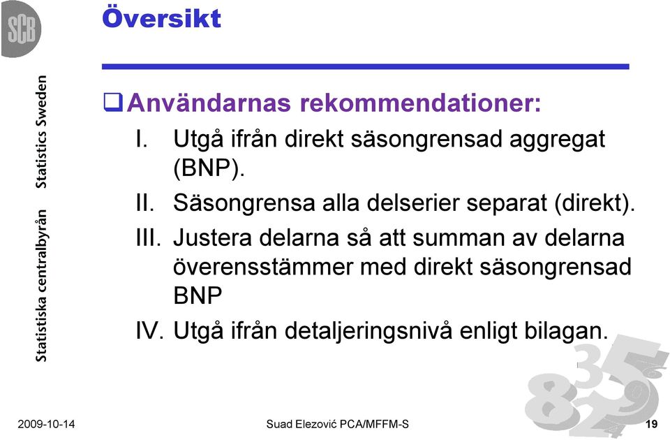 Säsongrensa alla delserier separat (direkt). III.