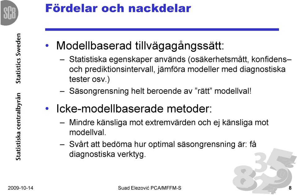 ) Säsongrensning helt beroende av rätt modellval!