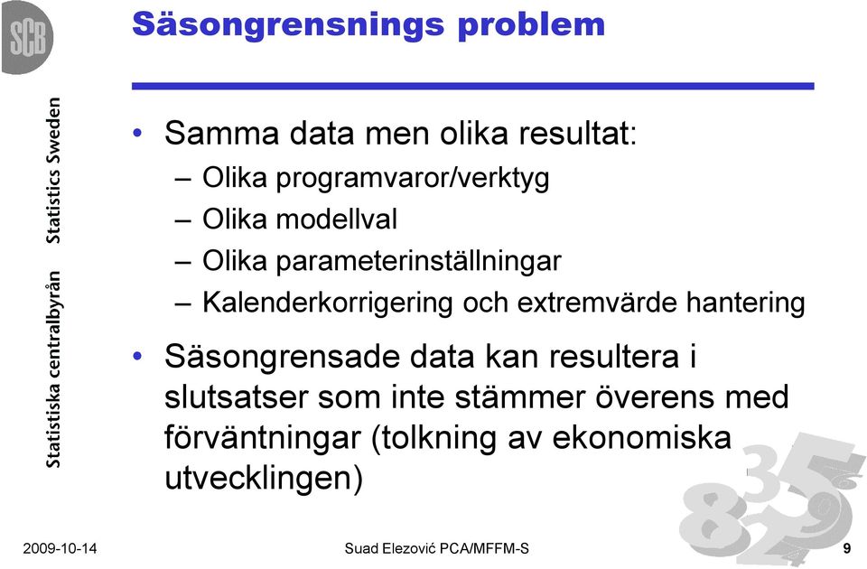 hantering Säsongrensade data kan resultera i slutsatser som inte stämmer överens med