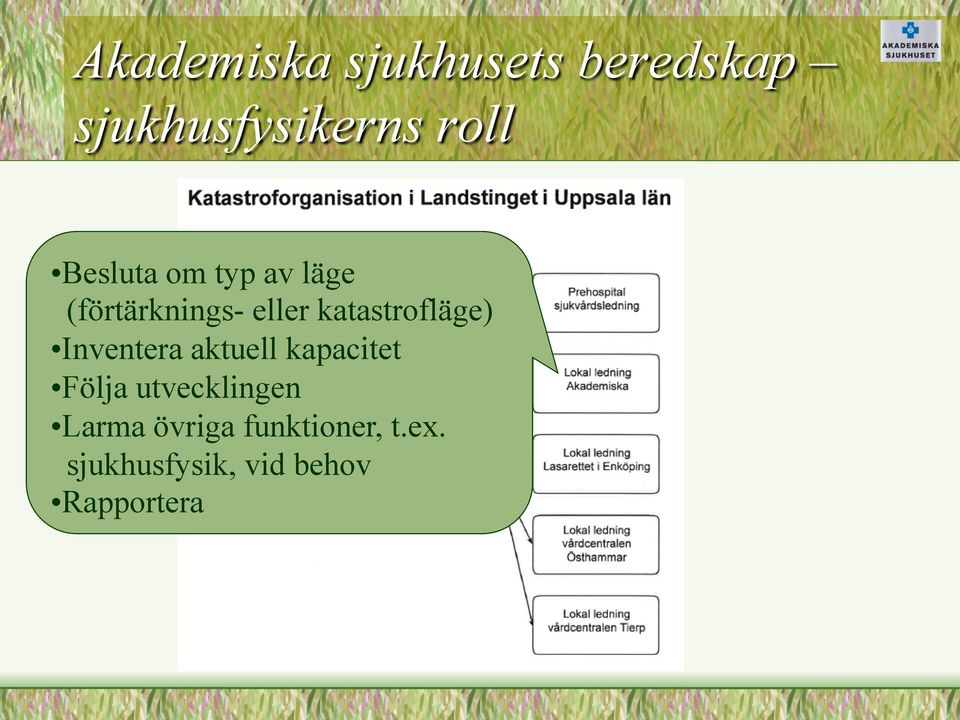 kapacitet Följa utvecklingen Larma övriga