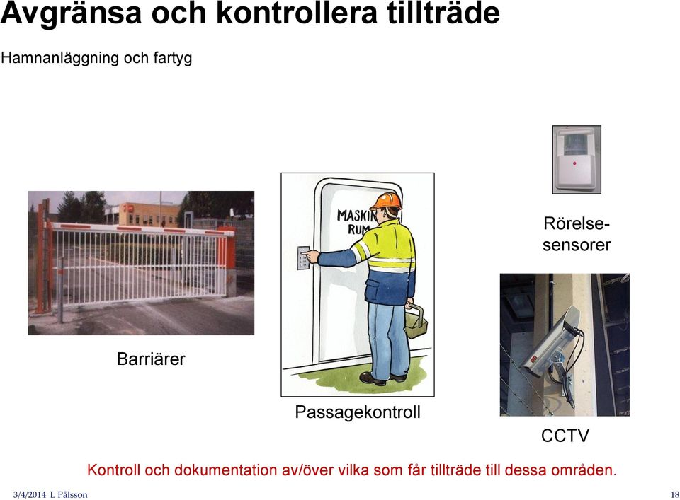 Passagekontroll CCTV Kontroll och dokumentation