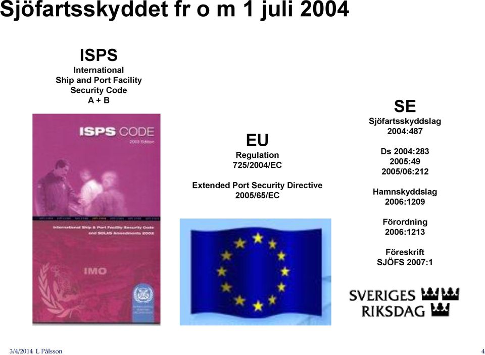 2005/65/EC SE Sjöfartsskyddslag 2004:487 Ds 2004:283 2005:49 2005/06:212