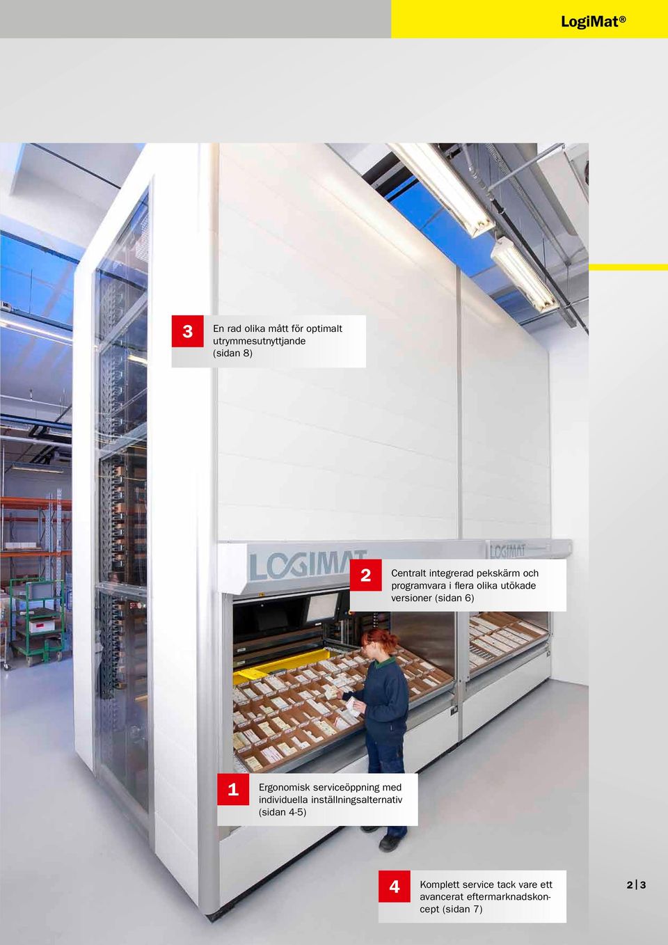 (sidan 6) 1 Ergonomisk serviceöppning med individuella inställningsalternativ