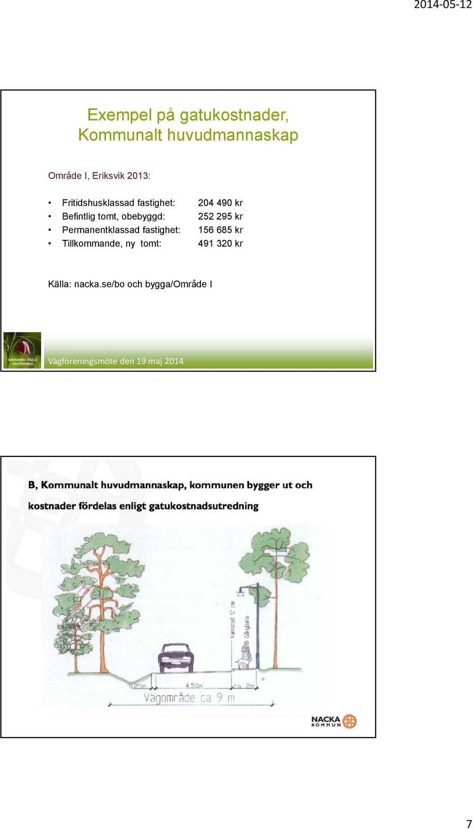 tomt, obebyggd: 252 295 kr Permanentklassad fastighet: 156 685 kr