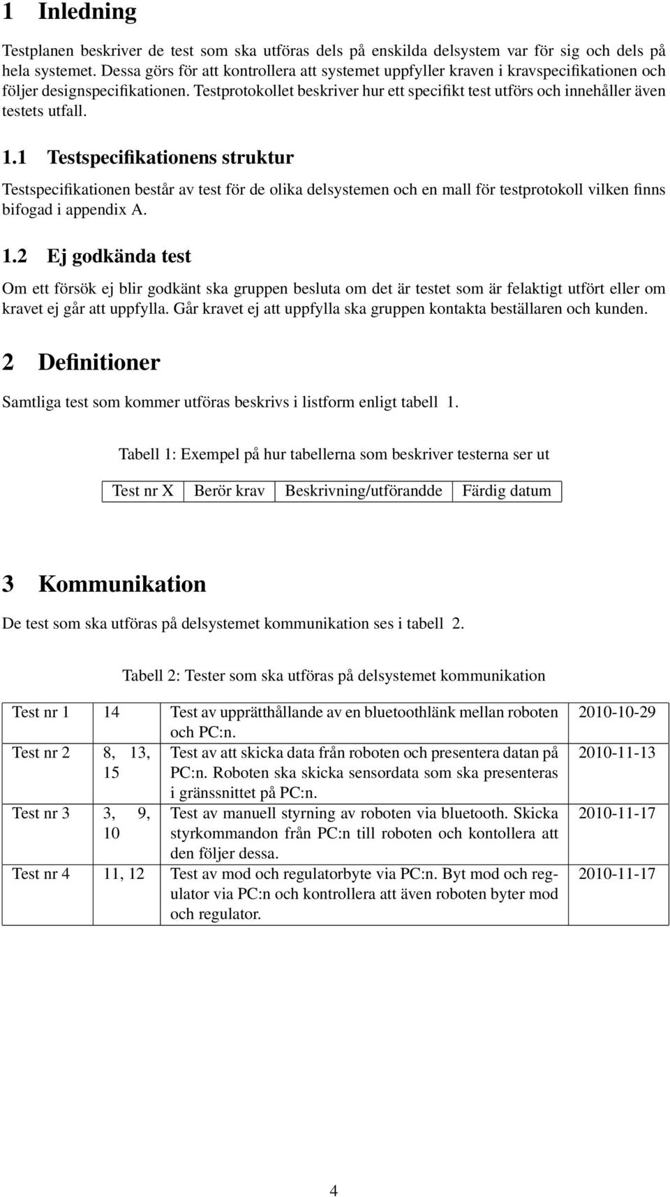 Testprotokollet beskriver hur ett specifikt test utförs och innehåller även testets utfall. 1.