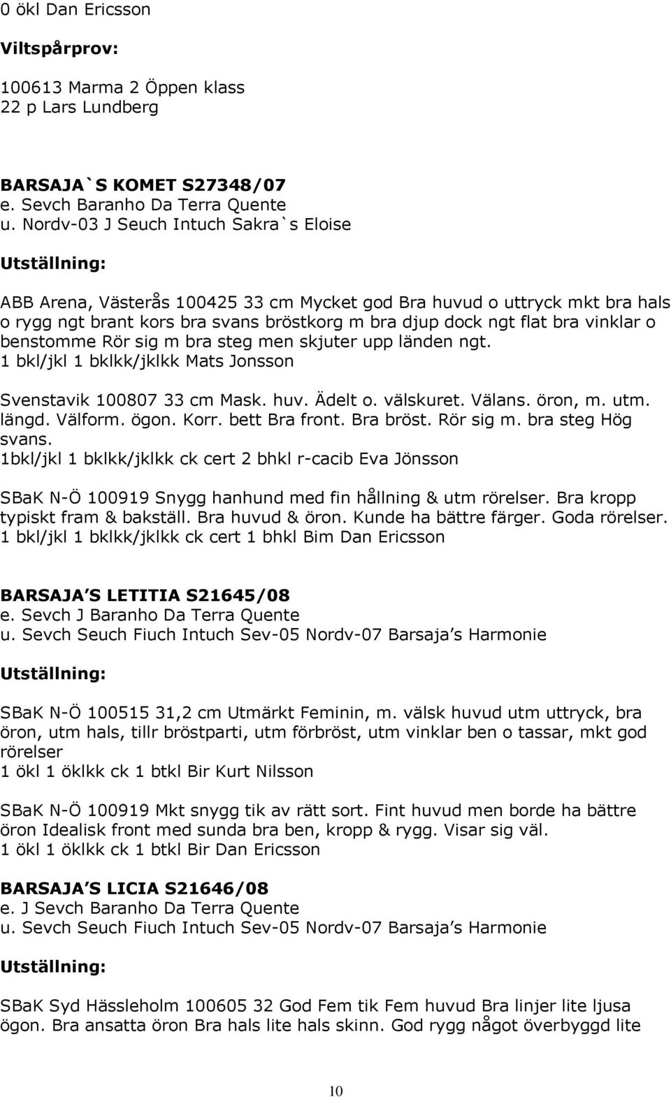 benstomme Rör sig m bra steg men skjuter upp länden ngt. 1 bkl/jkl 1 bklkk/jklkk Mats Jonsson Svenstavik 100807 33 cm Mask. huv. Ädelt o. välskuret. Välans. öron, m. utm. längd. Välform. ögon. Korr.