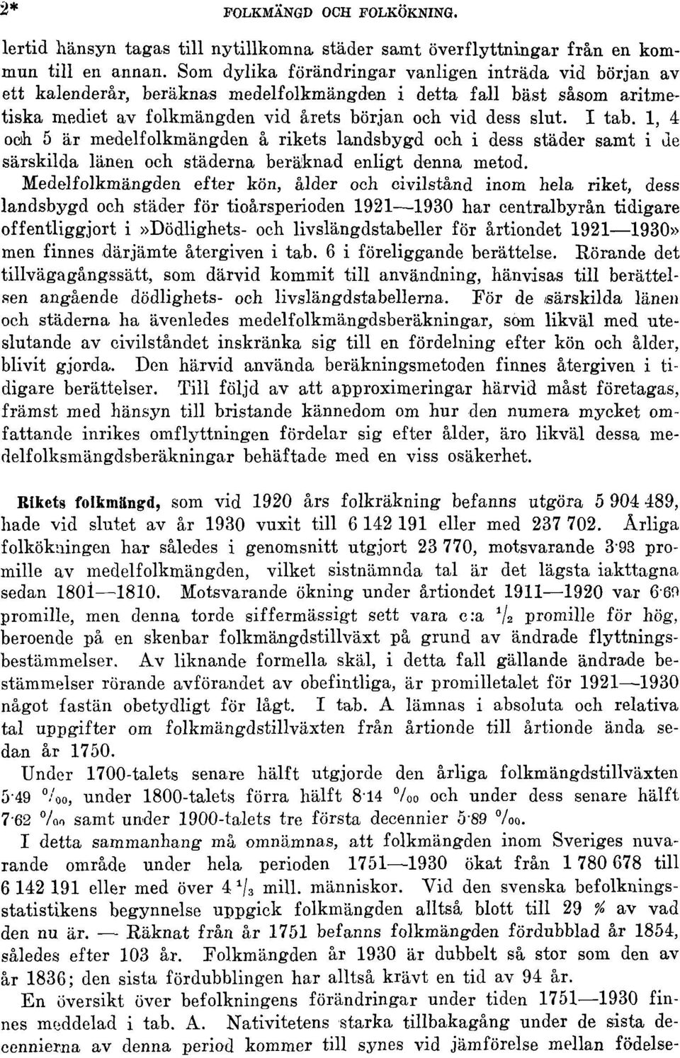1, 4 och 5 är medelfolkmängden å rikets landsbygd och i dess städer samt i de särskilda länen och städerna beräknad enligt denna metod.