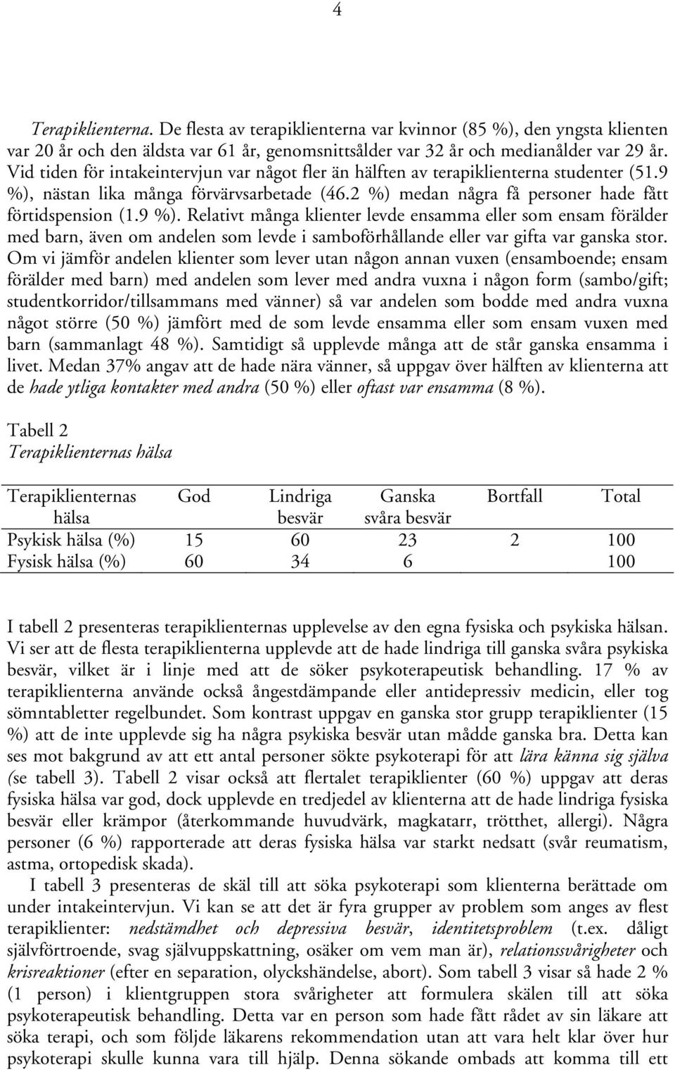 nästan lika många förvärvsarbetade (46.2 %) medan några få personer hade fått förtidspension (1.9 %).