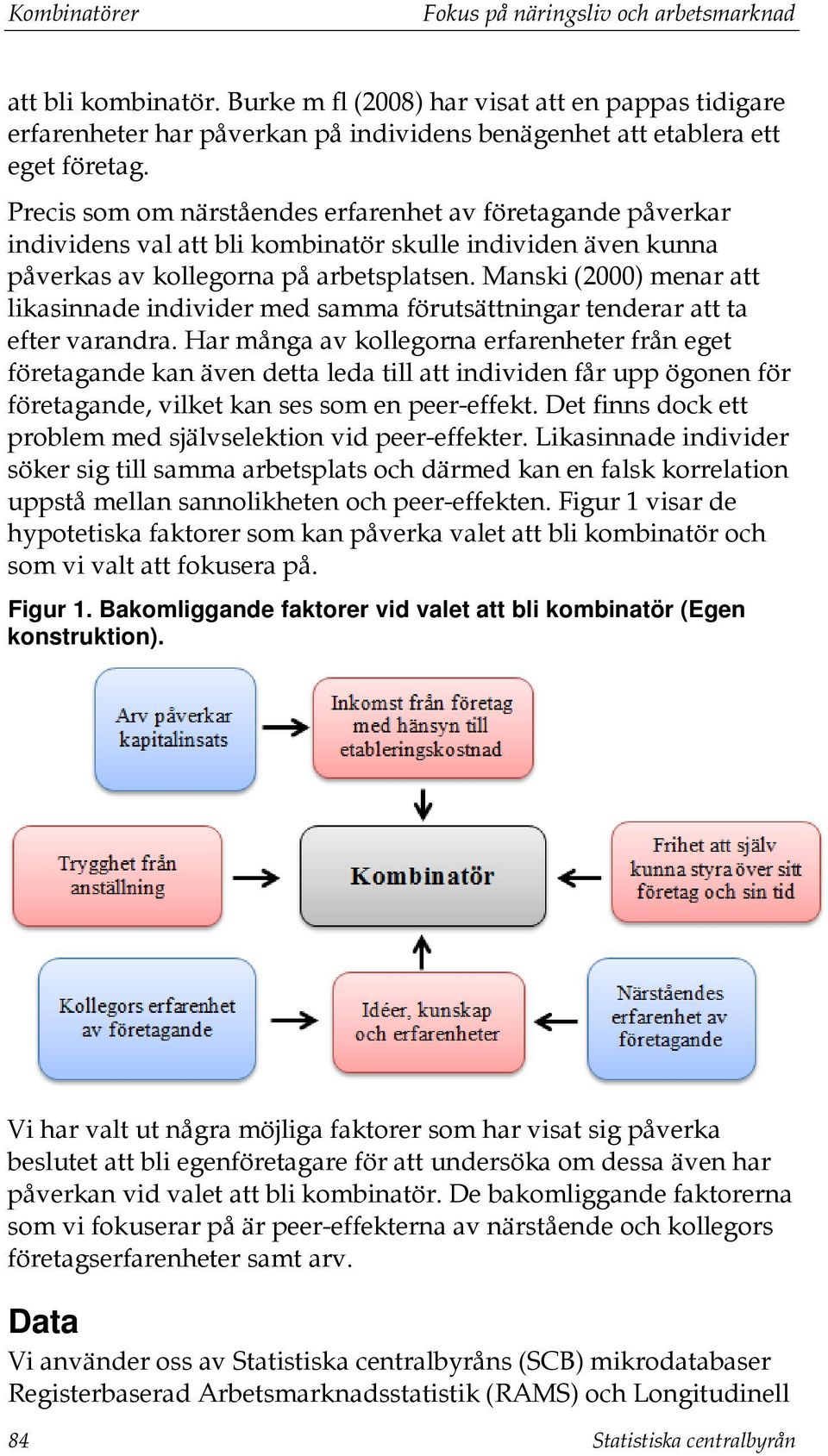 Manski (2000) menar att likasinnade individer med samma förutsättningar tenderar att ta efter varandra.