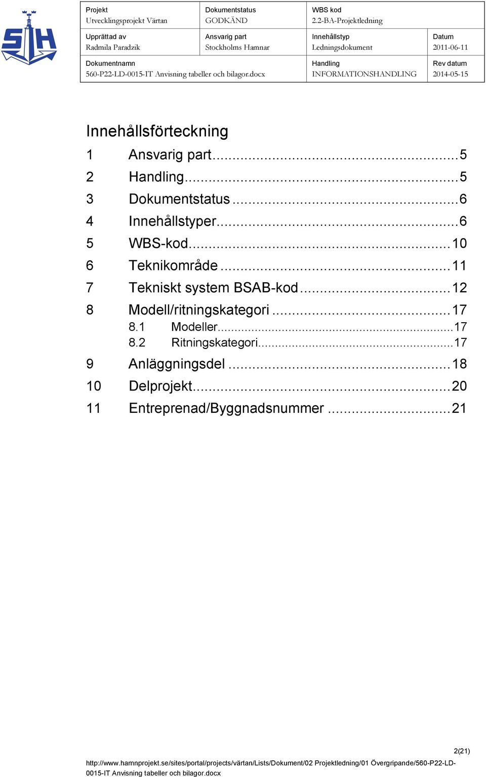 .. 12 8 Modell/ritningskategori... 17 8.1 Modeller... 17 8.2 Ritningskategori.