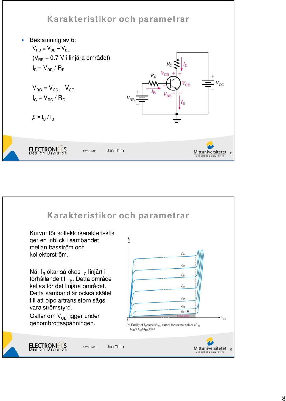 kollektorkarakterisktik ger en inblick i sambandet mellan basström och kollektorström.