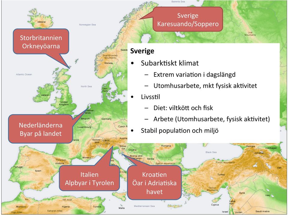 l Diet: viltköp och ﬁsk Arbete (Utomhusarbete, fysisk ak.