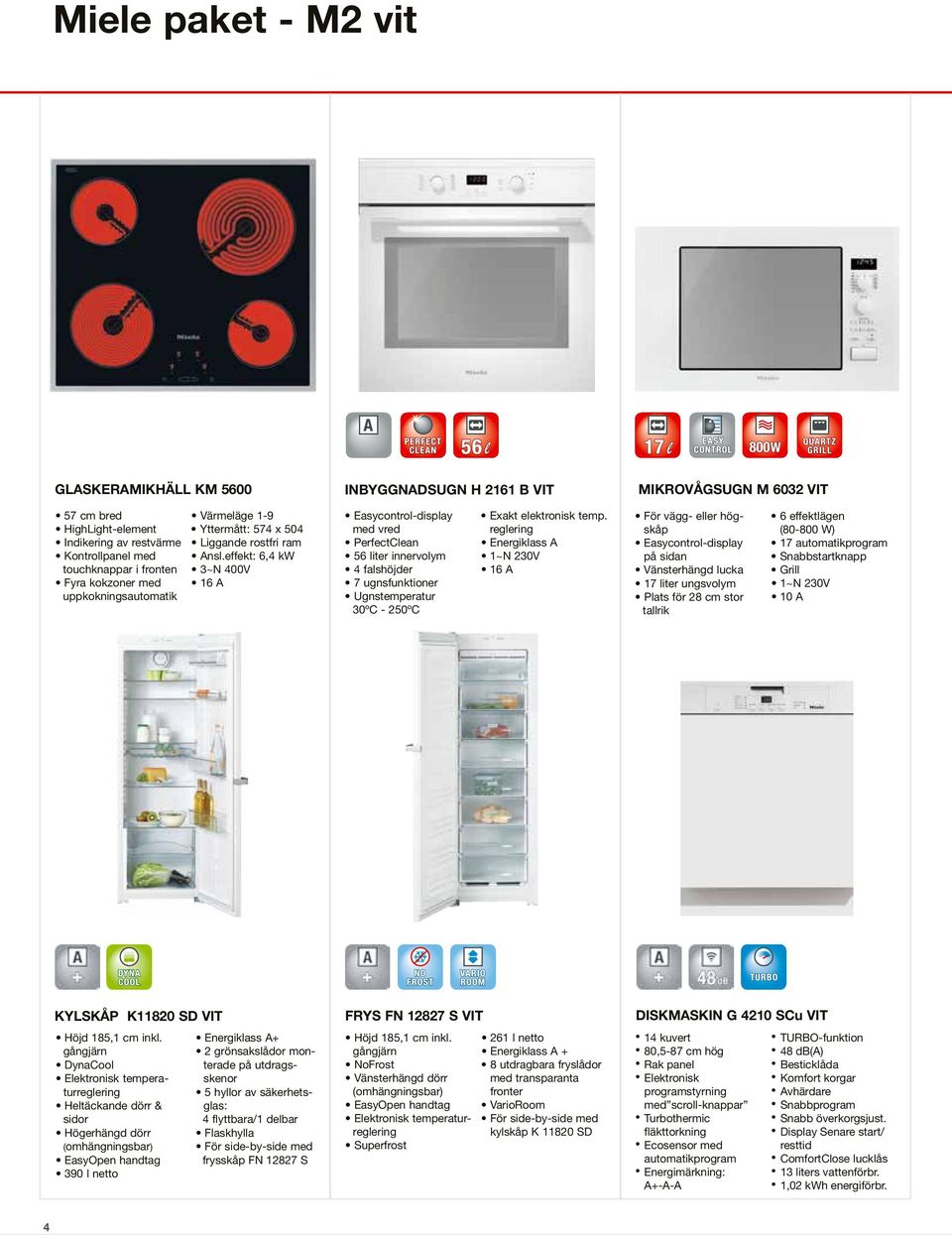 effekt: 6,4 kw 3~N 400V Easycontrol-display med vred PerfectClean 56 liter innervolym 4 falshöjder 7 ugnsfunktioner Ugnstemperatur 30ºC - 250ºC Exakt elektronisk temp.