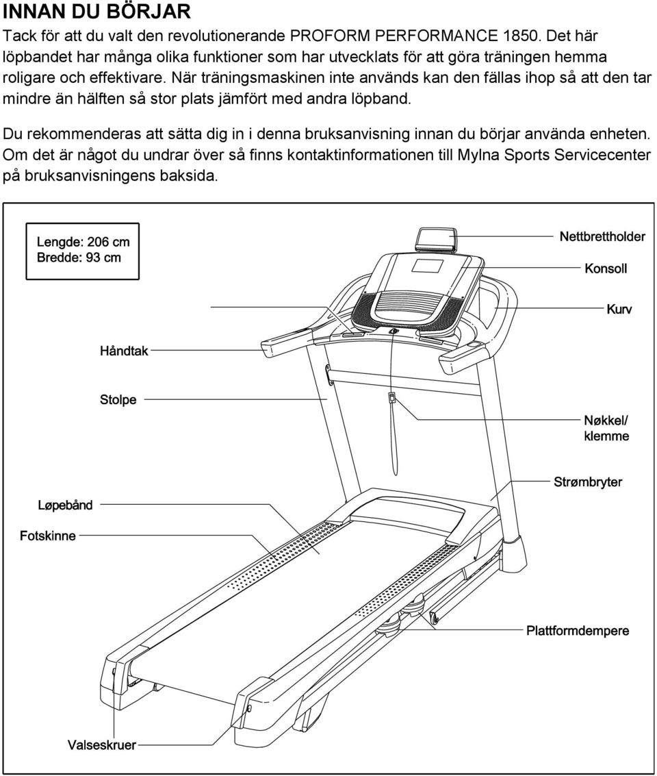 När träningsmaskinen inte används kan den fällas ihop så att den tar mindre än hälften så stor plats jämfört med andra löpband.