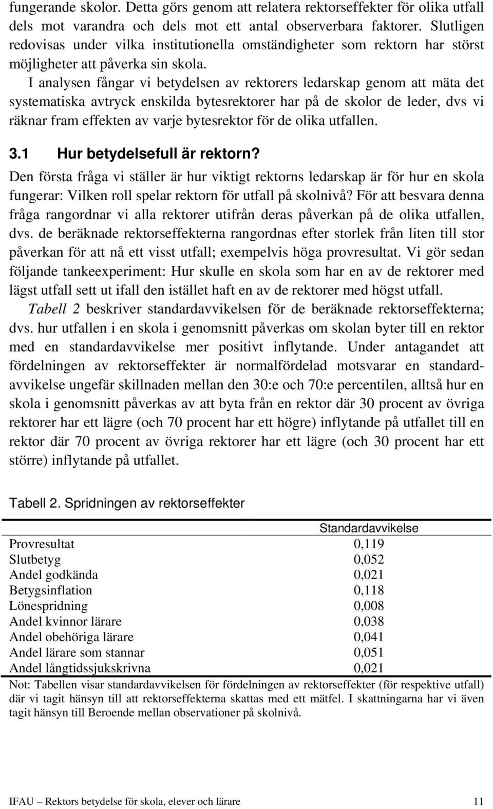 I analysen fångar vi betydelsen av rektorers ledarskap genom att mäta det systematiska avtryck enskilda bytesrektorer har på de skolor de leder, dvs vi räknar fram effekten av varje bytesrektor för