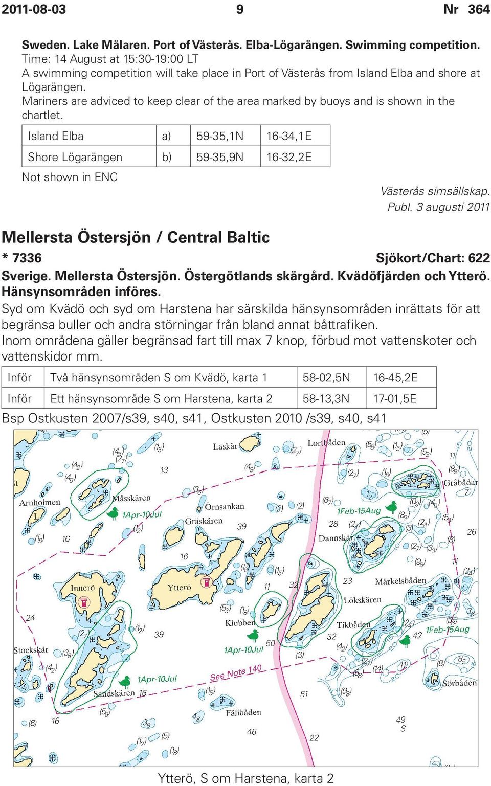Mariners are adviced to keep clear of the area marked by buoys and is shown in the chartlet.