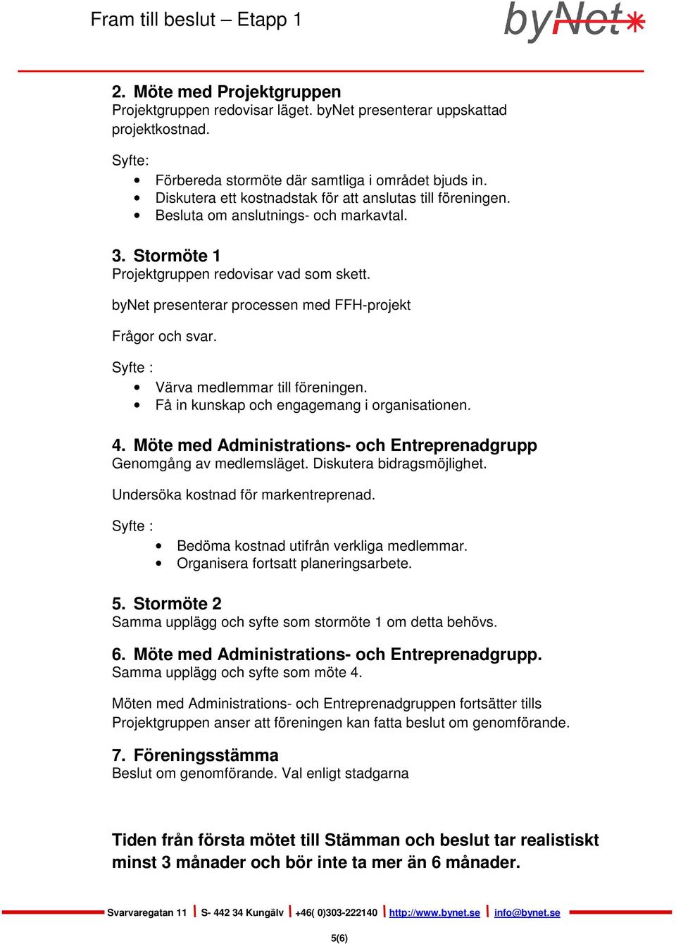 bynet presenterar processen med FFH-projekt Frågor och svar. Syfte : Värva medlemmar till föreningen. Få in kunskap och engagemang i organisationen. 4.