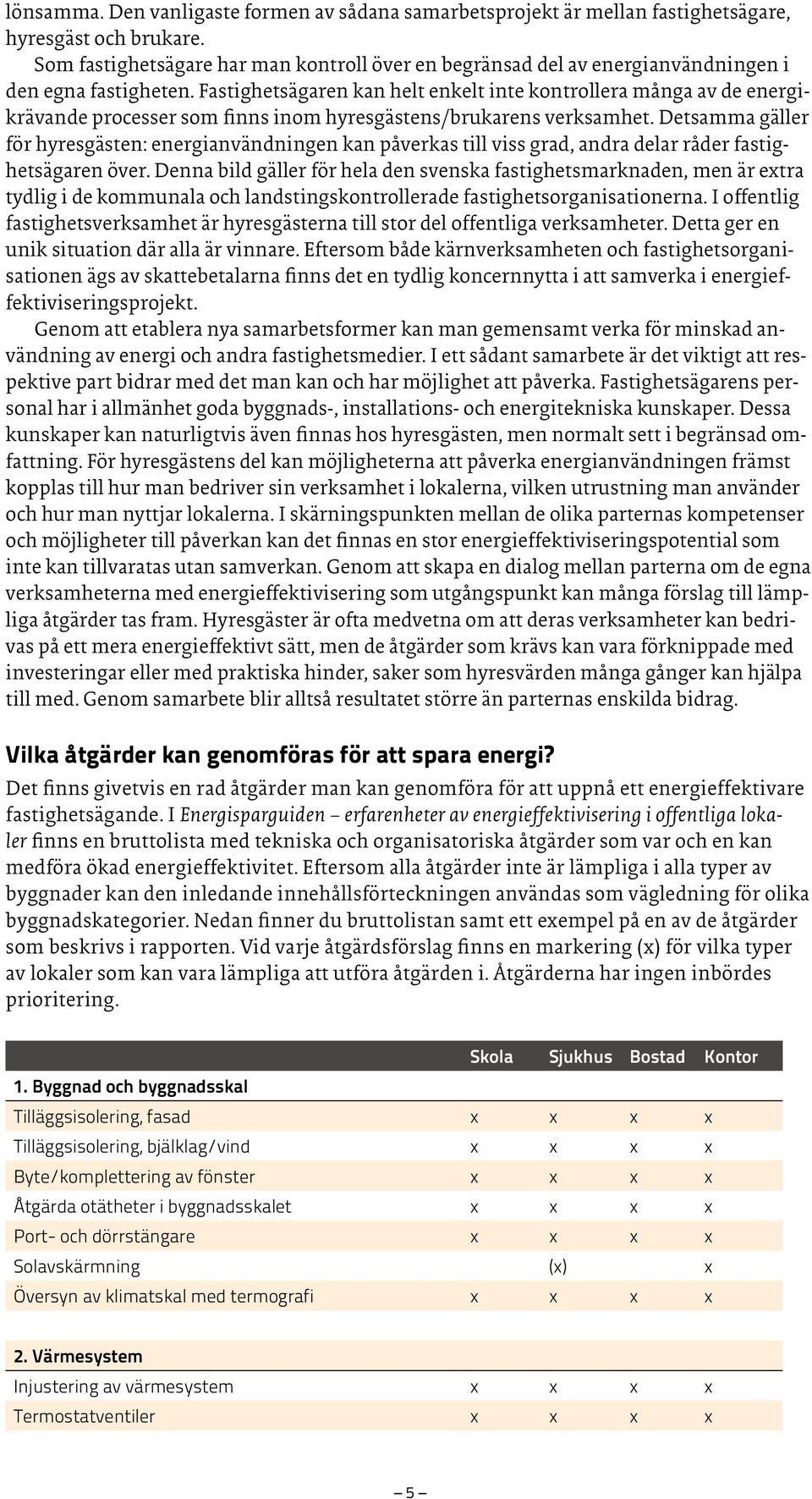 Fastighetsägaren kan helt enkelt inte kontrollera många av de energikrävande processer som finns inom hyresgästens/brukarens verksamhet.