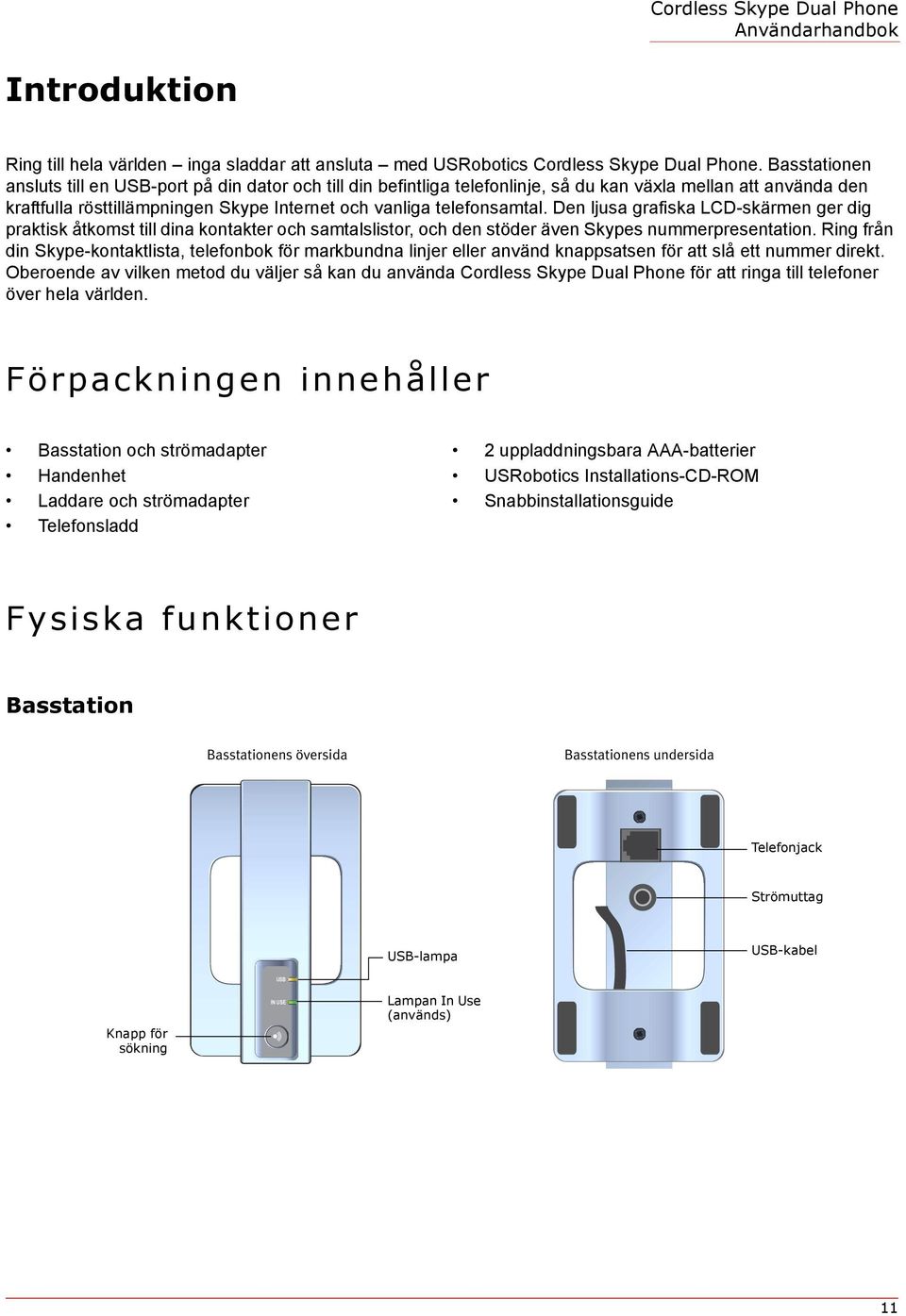 Den ljusa grafiska LCD-skärmen ger dig praktisk åtkomst till dina kontakter och samtalslistor, och den stöder även Skypes nummerpresentation.