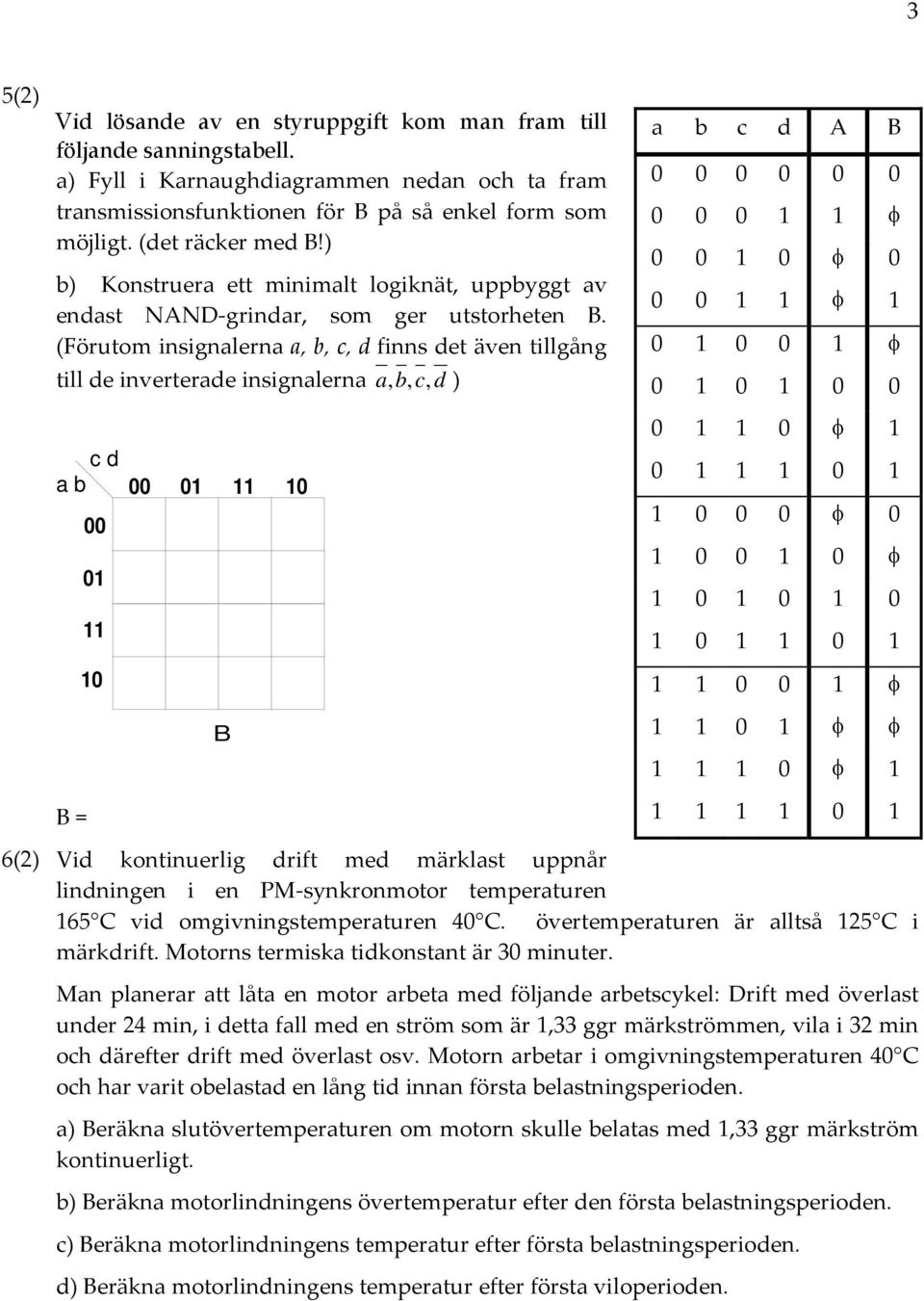 (Förutom insignalerna a, b, c, d finns det även tillgång till de inverterade insignalerna a, b, c, d ) c d a b = 00 01 11 10 00 01 11 10 a b c d 0 0 0 0 0 0 0 0 0 1 1 0 0 1 0 0 0 0 1 1 1 0 1 0 0 1 0