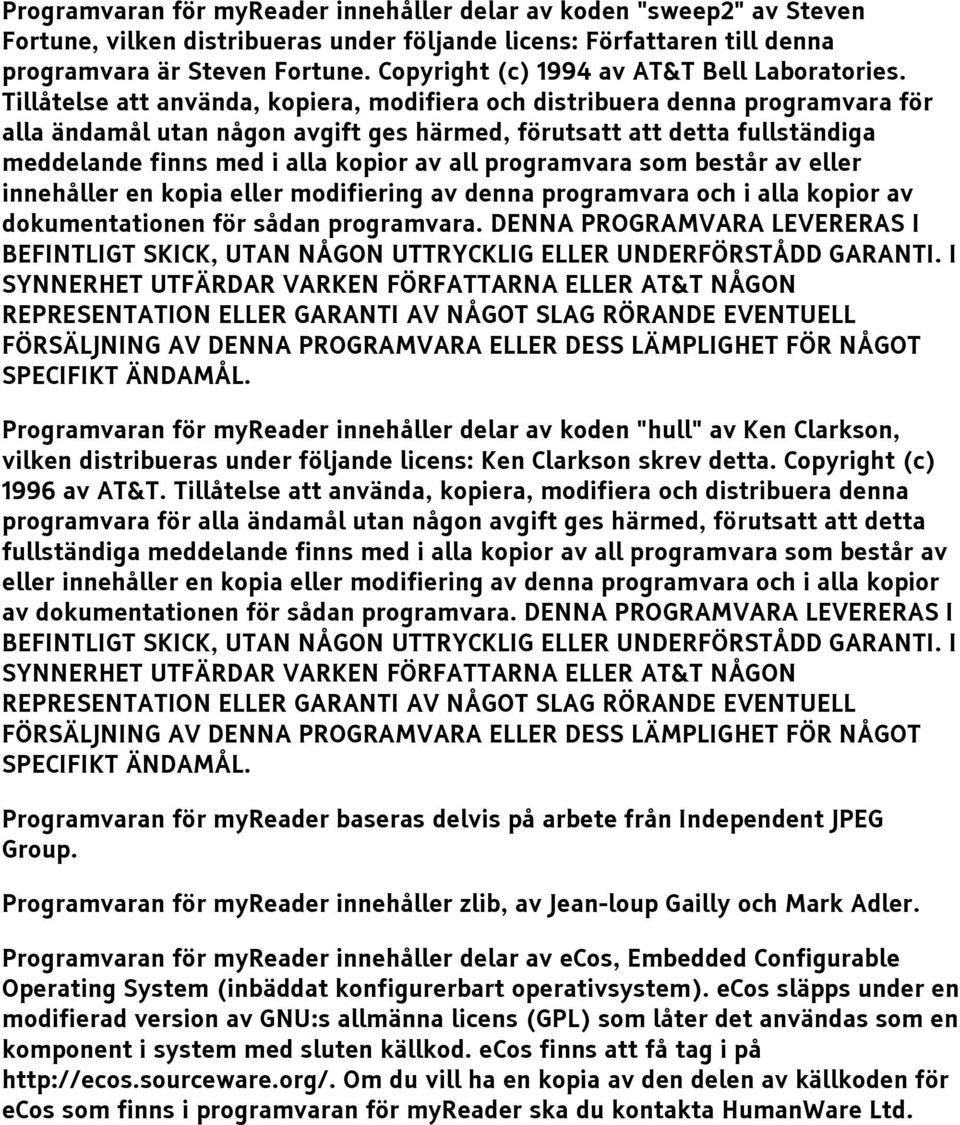 Tillåtelse att använda, kopiera, modifiera och distribuera denna programvara för alla ändamål utan någon avgift ges härmed, förutsatt att detta fullständiga meddelande finns med i alla kopior av all