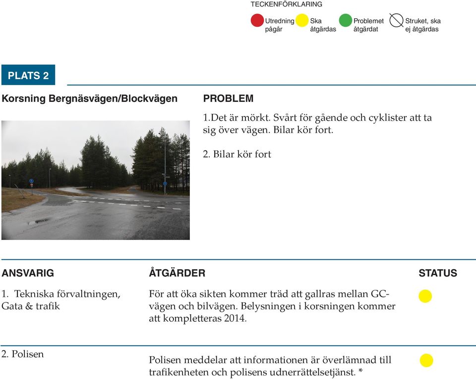 Tekniska förvaltningen, Gata & trafik För att öka sikten kommer träd att gallras mellan GCvägen och