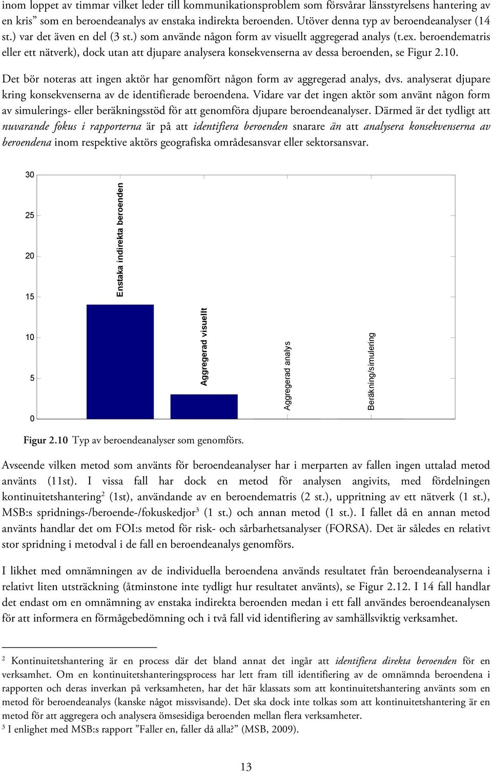 beroendematris eller ett nätverk), dock utan att djupare analysera konsekvenserna av dessa beroenden, se Figur.. Det bör noteras att ingen aktör har genomfört någon form av aggregerad analys, dvs.