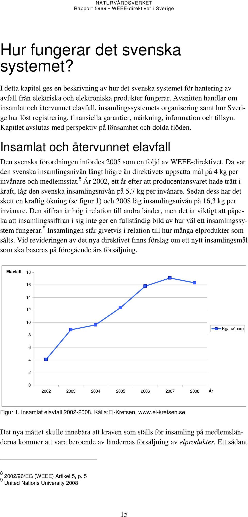 Kapitlet avslutas med perspektiv på lönsamhet och dolda flöden. Insamlat och återvunnet elavfall Den svenska förordningen infördes 2005 som en följd av WEEE-direktivet.