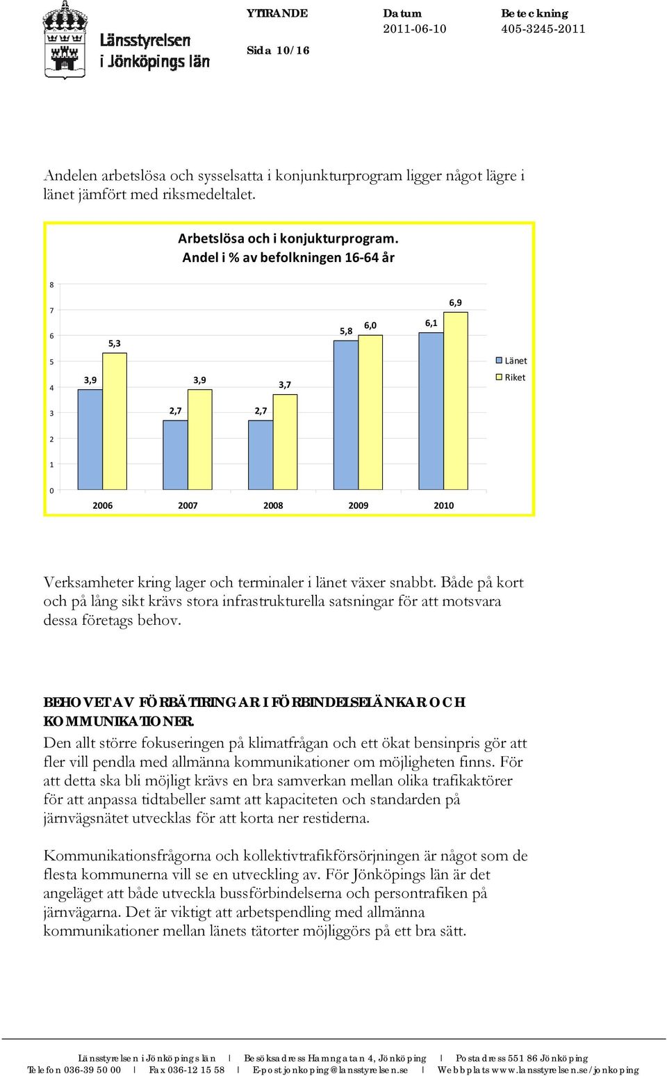 Både på kort och på lång sikt krävs stora infrastrukturella satsningar för att motsvara dessa företags behov. BEHOVET AV FÖRBÄTTRINGAR I FÖRBINDELSELÄNKAR OCH KOMMUNIKATIONER.