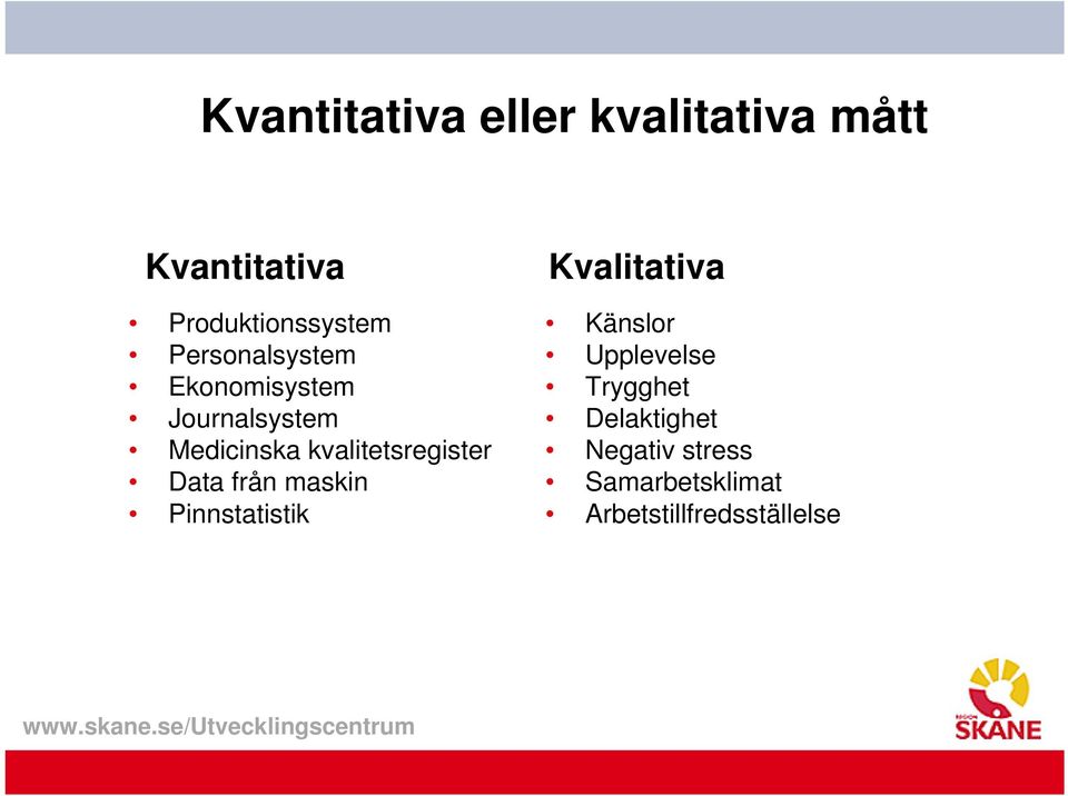 kvalitetsregister Data från maskin Pinnstatistik Kvalitativa Känslor