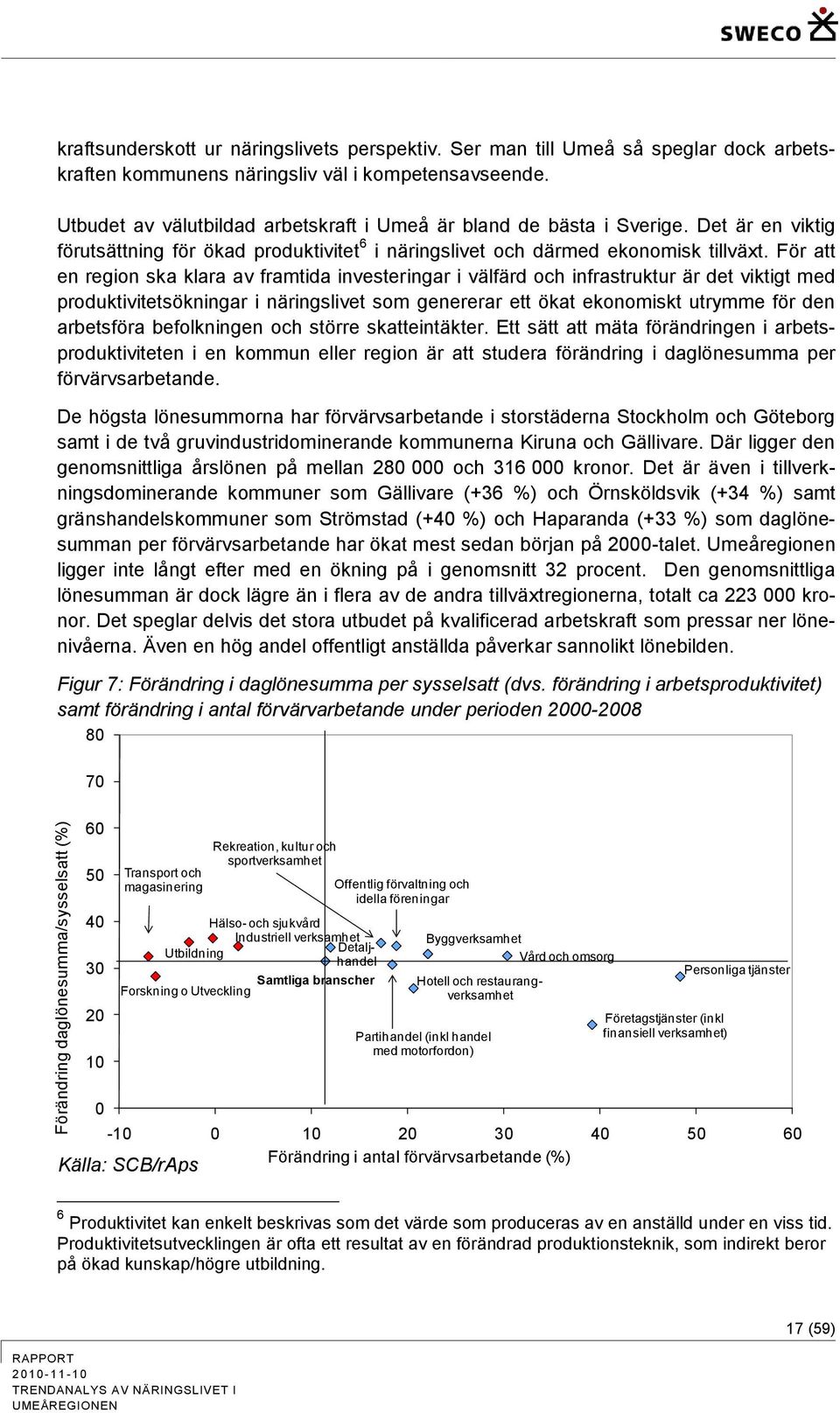 För att en region ska klara av framtida investeringar i välfärd och infrastruktur är det viktigt med produktivitetsökningar i näringslivet som genererar ett ökat ekonomiskt utrymme för den arbetsföra