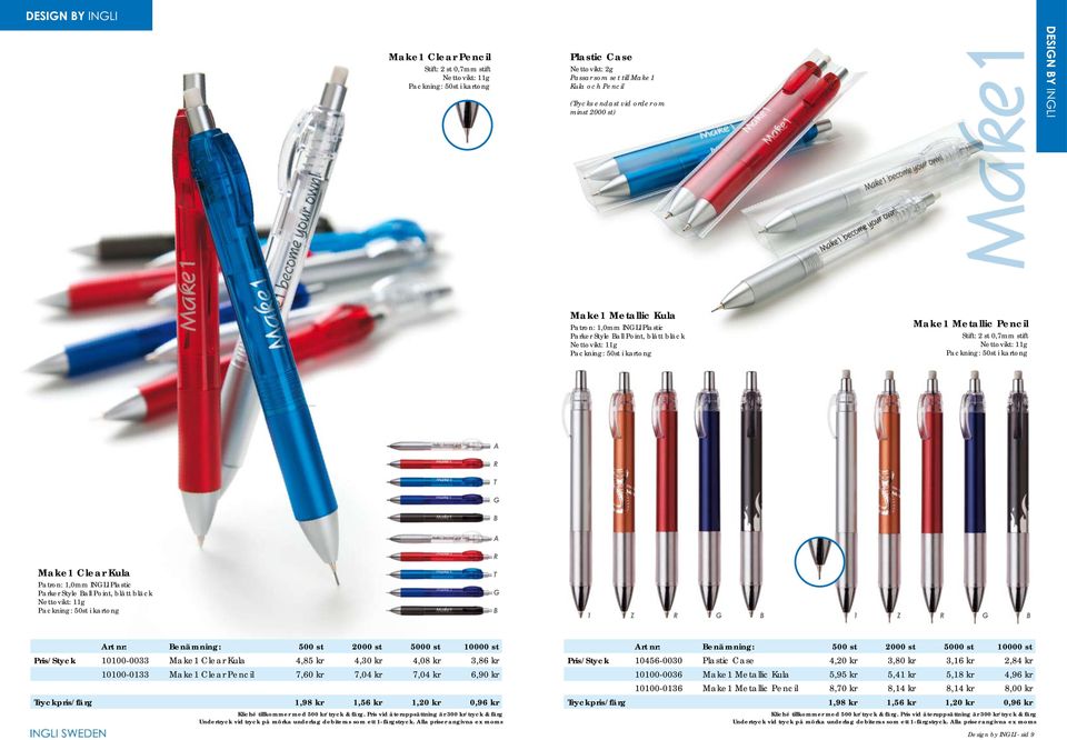 Parker Style Nettovikt: 11g 10100-0033 Make1 Clear Kula 4,85 kr 4,30 kr 4,08 kr 3,86 kr 10100-0133 Make1 Clear Pencil 7,60 kr 7,04 kr 7,04 kr 6,90 kr 10456-0030 Plastic Case