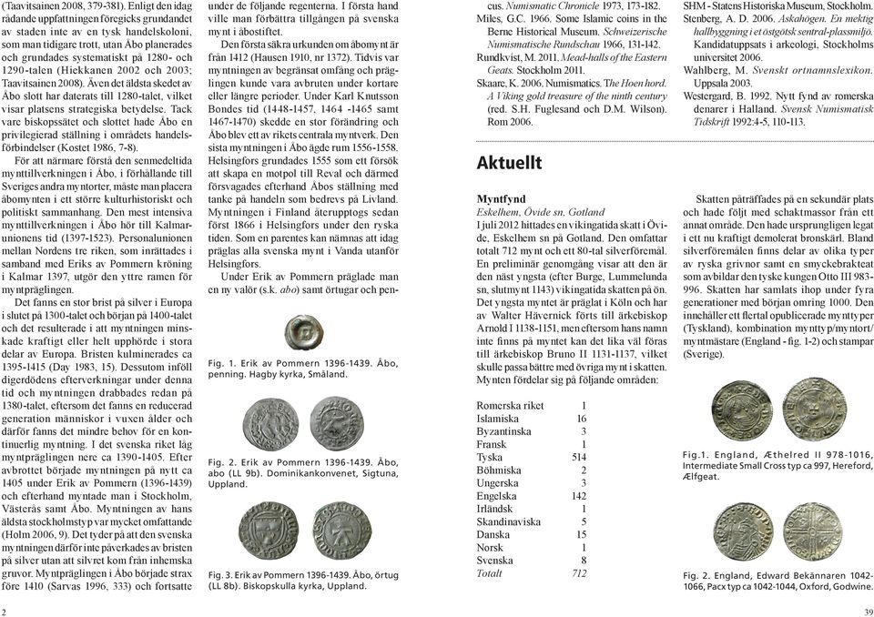 (Hiekkanen 2002 och 2003; Taavitsainen 2008). Även det äldsta skedet av Åbo slott har daterats till 1280-talet, vilket visar platsens strategiska betydelse.