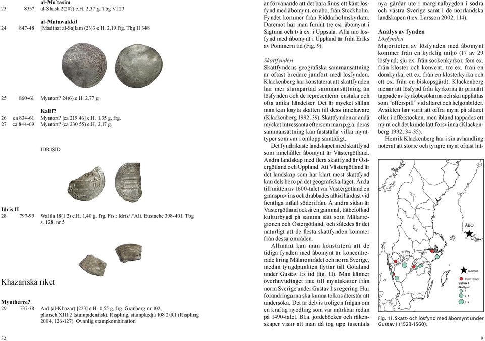 128, nr 5 Khazariska riket Myntherre? 29 737-38 Ard (al-khazar) [223] e.h. 0,55 g, frg. Granberg nr 102, plansch XIII:2 (stampidentisk). Rispling, stampkedja 108 2/R1 (Rispling 2004, 126-127).