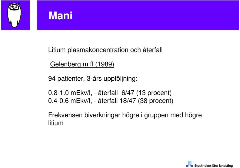 0 mekv/l, - återfall 6/47 (13 procent) 0.4-0.