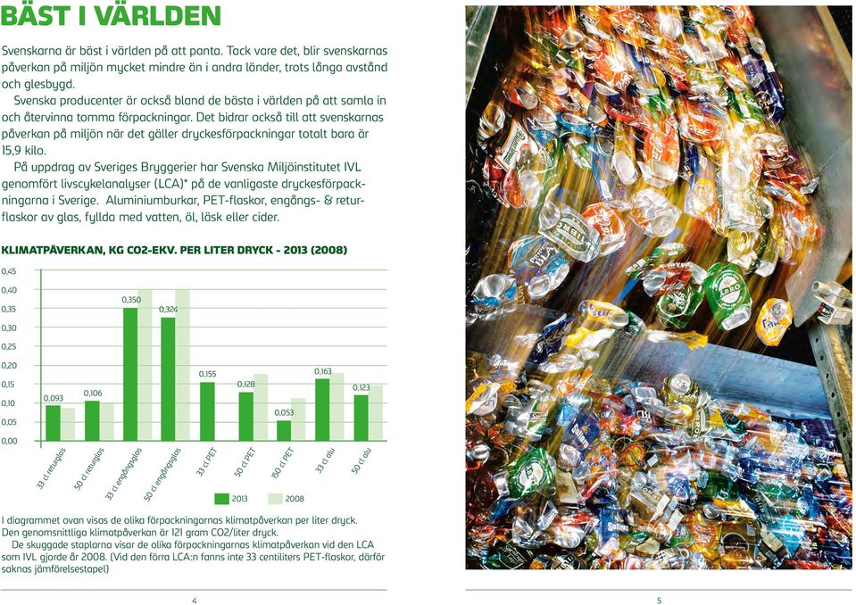 Det bidrar också till att svenskarnas påverkan på miljön när det gäller dryckesförpackningar totalt bara är 15,9 kilo.
