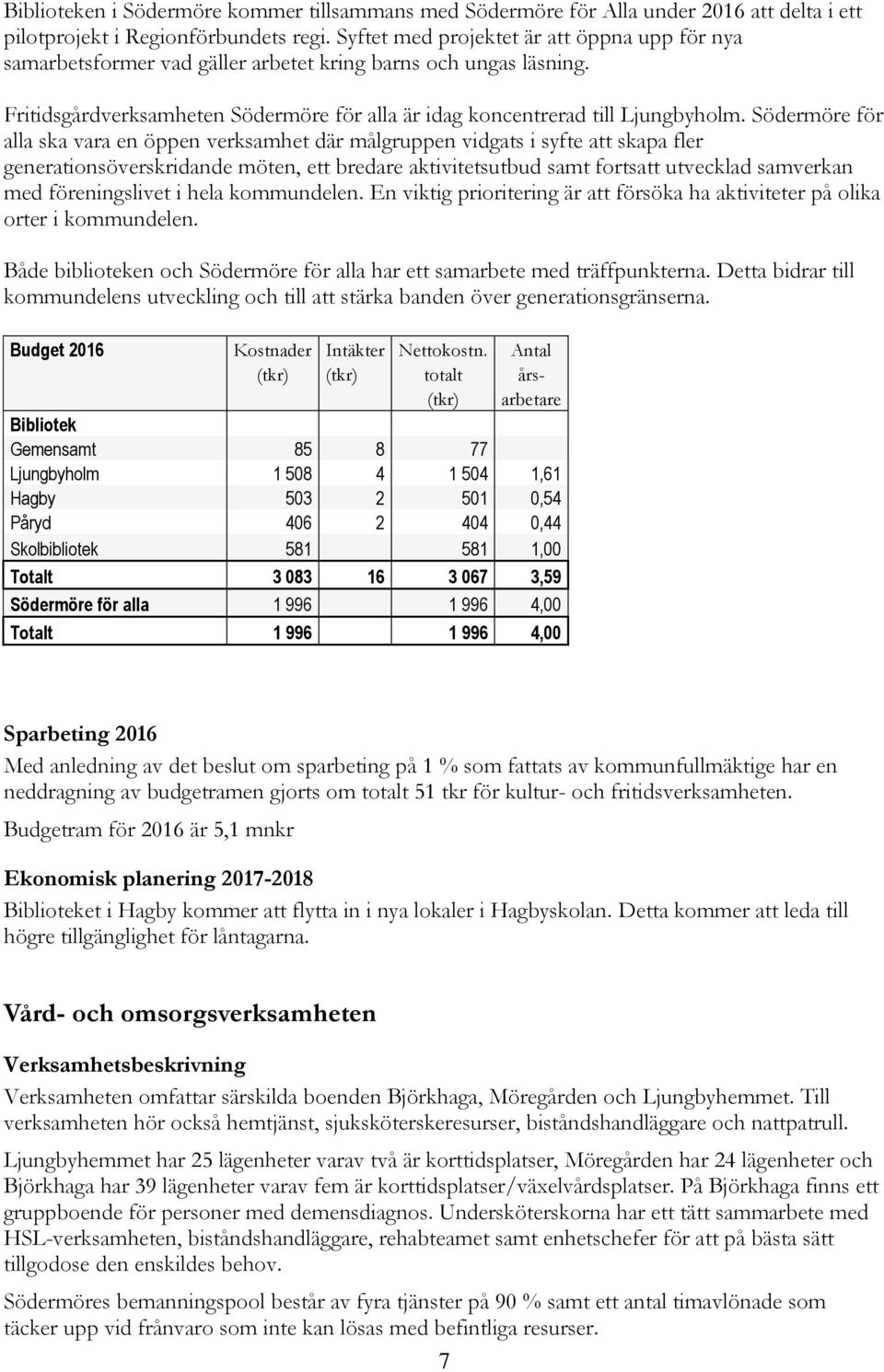 Södermöre för alla ska vara en öppen verksamhet där målgruppen vidgats i syfte att skapa fler generationsöverskridande möten, ett bredare aktivitetsutbud samt fortsatt utvecklad samverkan med