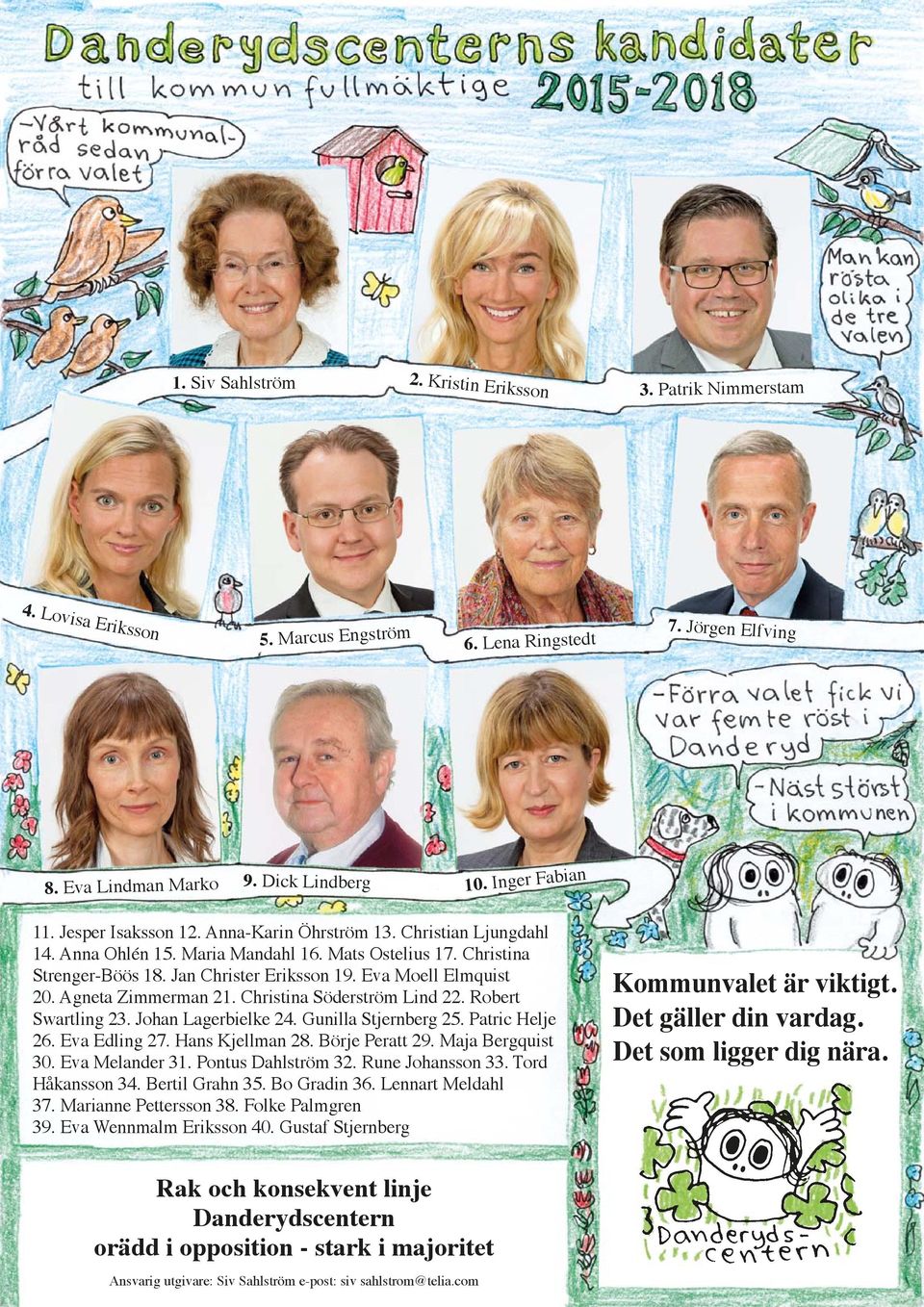 Agneta Zimmerman 21. Christina Söderström Lind 22. Robert Swartling 23. Johan Lagerbielke 24. Gunilla Stjernberg 25. Patric Helje 26. Eva Edling 27. Hans Kjellman 28. Börje Peratt 29.