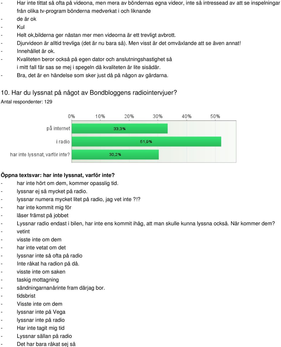 Kvaliteten beror också på egen dator och anslutningshastighet så i mitt fall får sas se mej i spegeln då kvaliteten är lite sisådär. Bra, det är en händelse som sker just då på någon av gårdarna. 10.