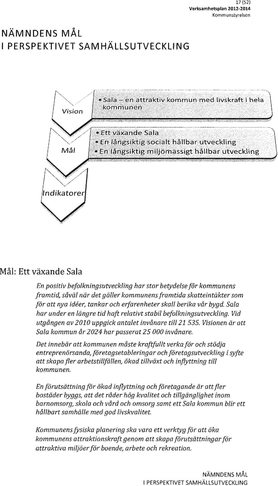 framtida skatteintäkter som för att nya ideer, tankar och erfarenheter skall berika vår bygd. Sala har under en längre tid haft relativt stabil befolkningsutveckling.