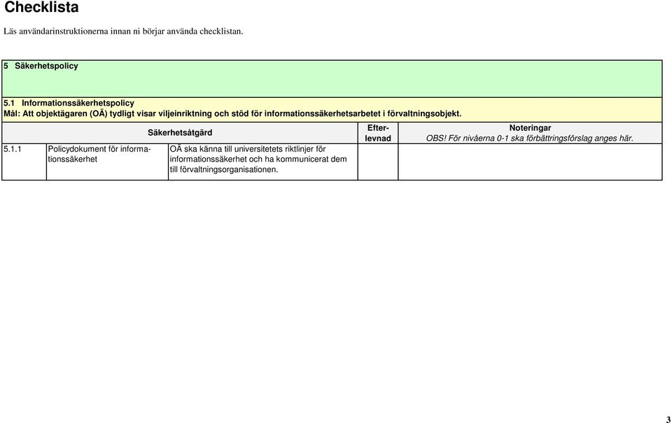 informationssäkerhetsarbetet i förvaltningsobjekt. 5.1.