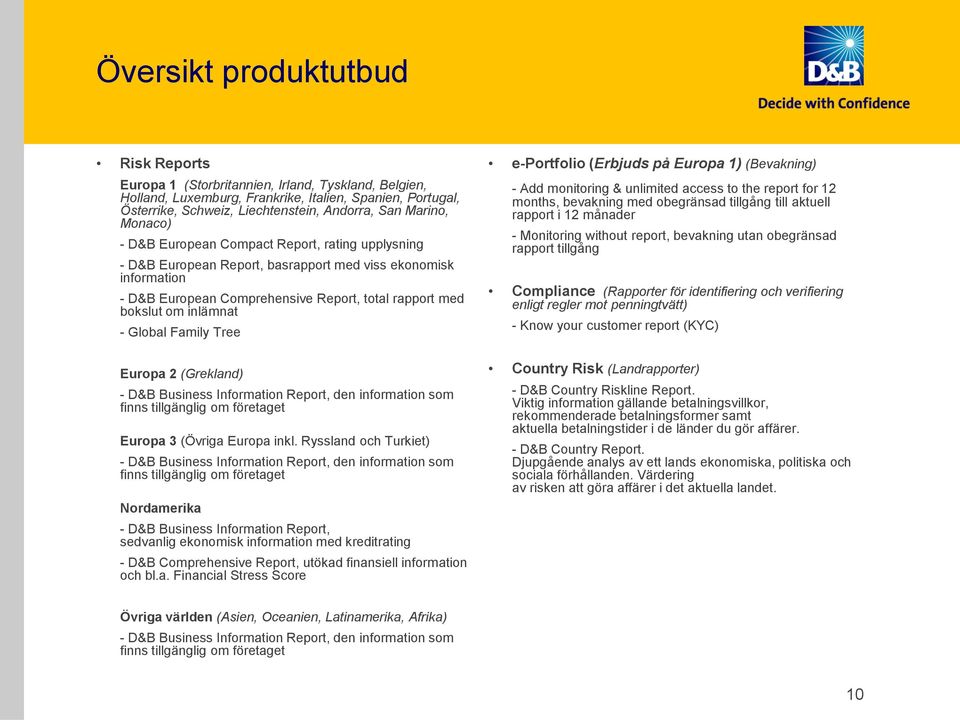 inlämnat - Global Family Tree Europa 2 (Grekland) - D&B Business Information Report, den information som finns tillgänglig om företaget Europa 3 (Övriga Europa inkl.