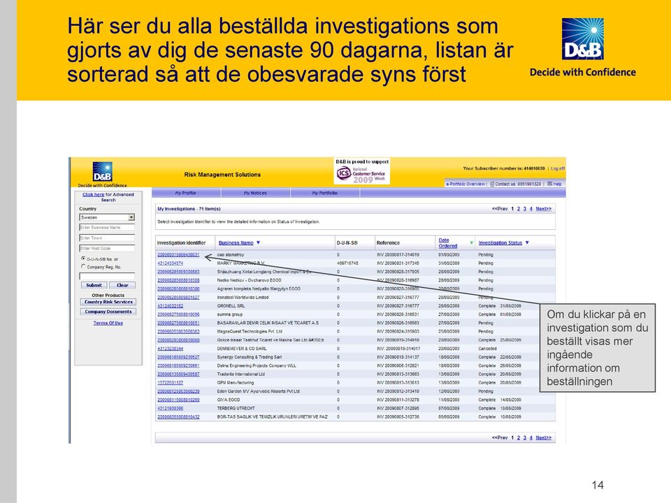 obesvarade syns först Om du klickar på en investigation