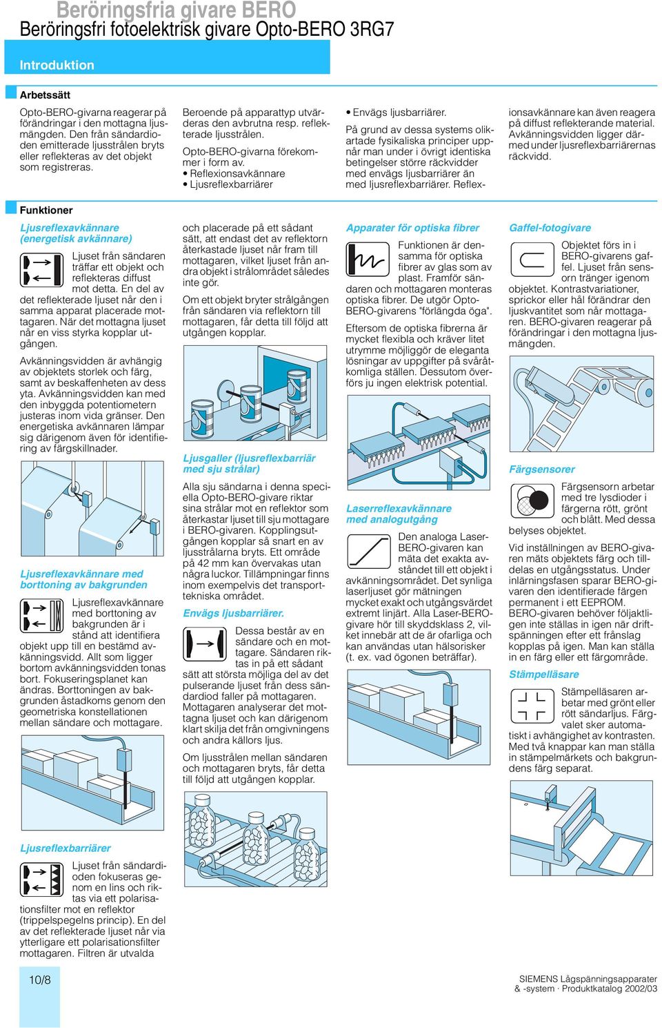 Opto-BERO-givarna förekommer i form av. Reflexionsavkännare Ljusreflexbarriärer Envägs ljusbarriärer.