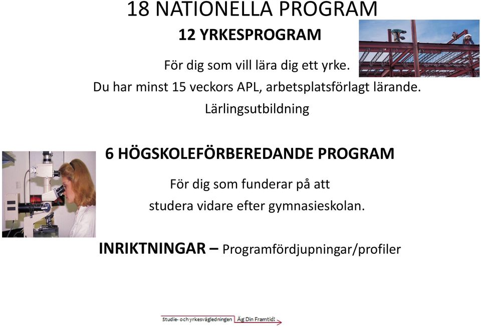 Lärlingsutbildning 6 HÖGSKOLEFÖRBEREDANDE PROGRAM För dig som funderar