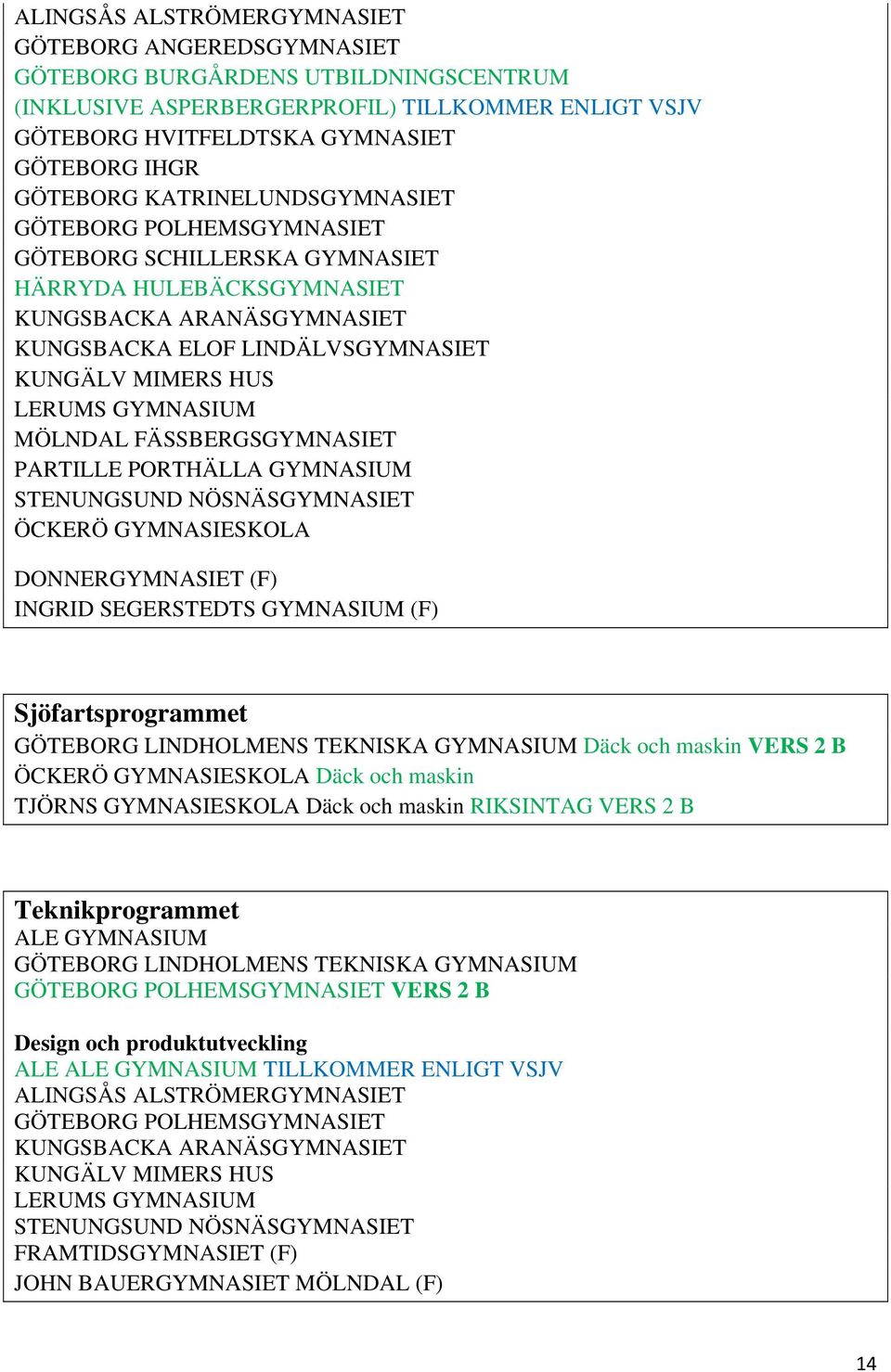 B ÖCKERÖ GYMNASIESKOLA Däck och maskin TJÖRNS GYMNASIESKOLA Däck och maskin RIKSINTAG VERS 2 B Teknikprogrammet ALE GYMNASIUM GÖTEBORG POLHEMSGYMNASIET