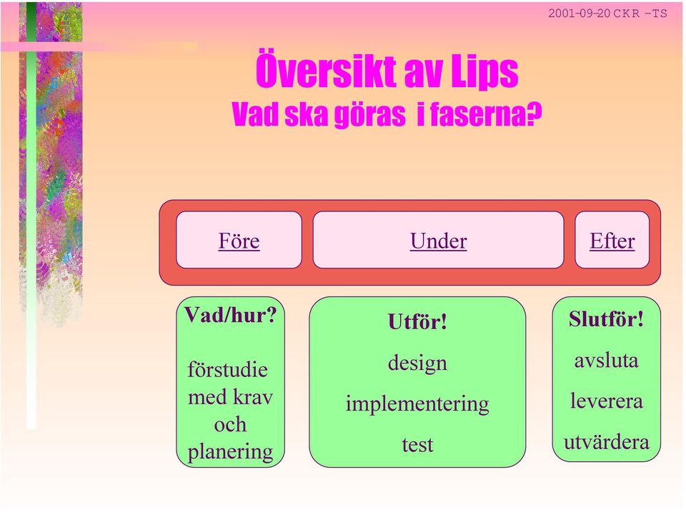 förstudie med krav och planering Utför!